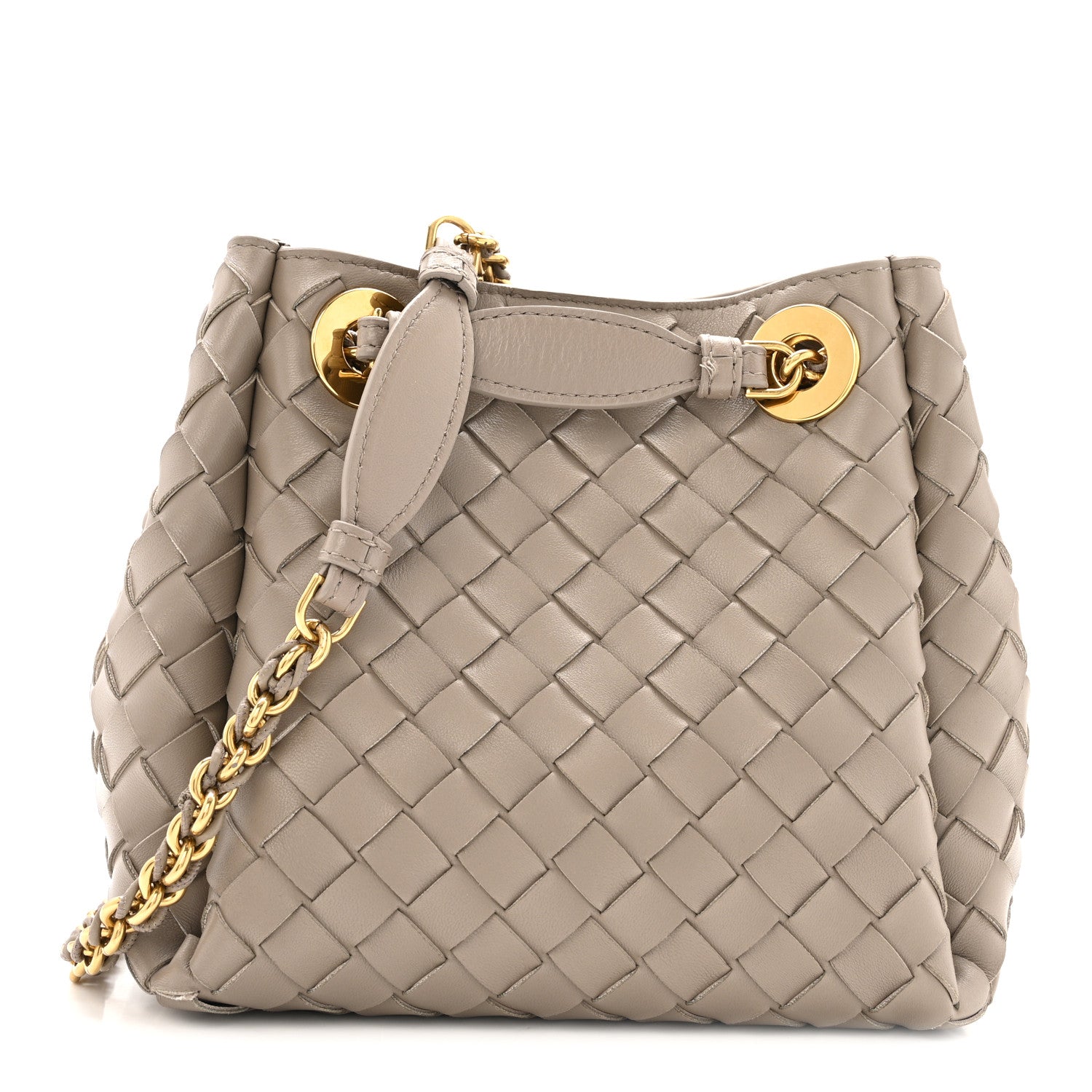 Bottega Veneta Nappa Intrecciato Small Parachute Chain Shoulder Bag Stone 1 of 12