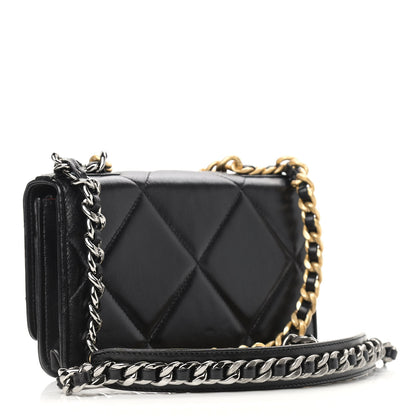 Chanel Goatskin Quilted Chanel 19 Wallet On Chain WOC Black 3 of 11
