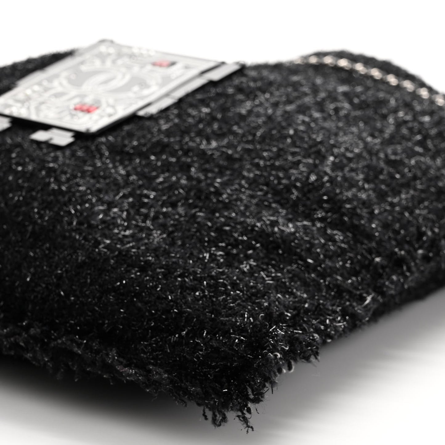 Tweed Resin Strass Large Robot Shopping Bag Black