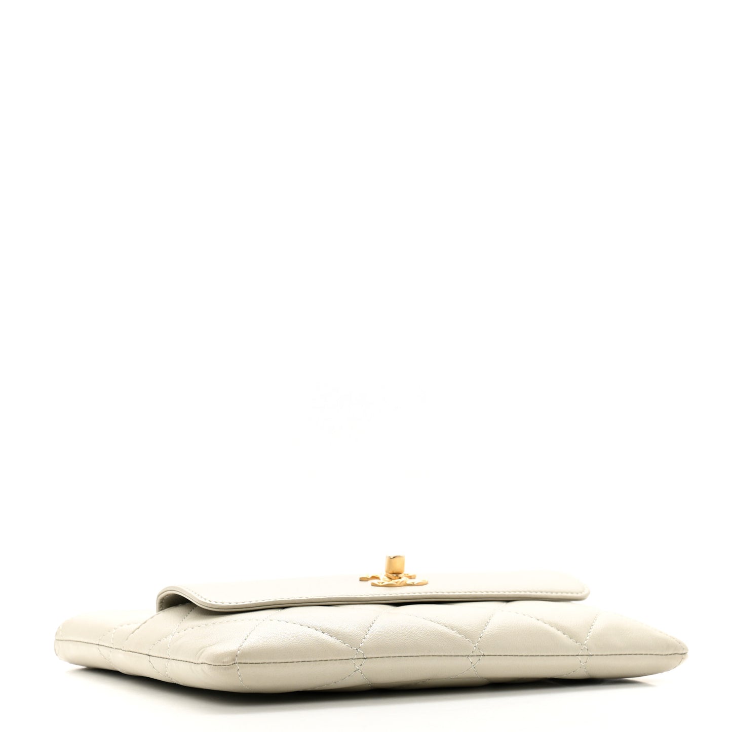 Lambskin Quilted Clutch Mini Flap Bag Light Grey