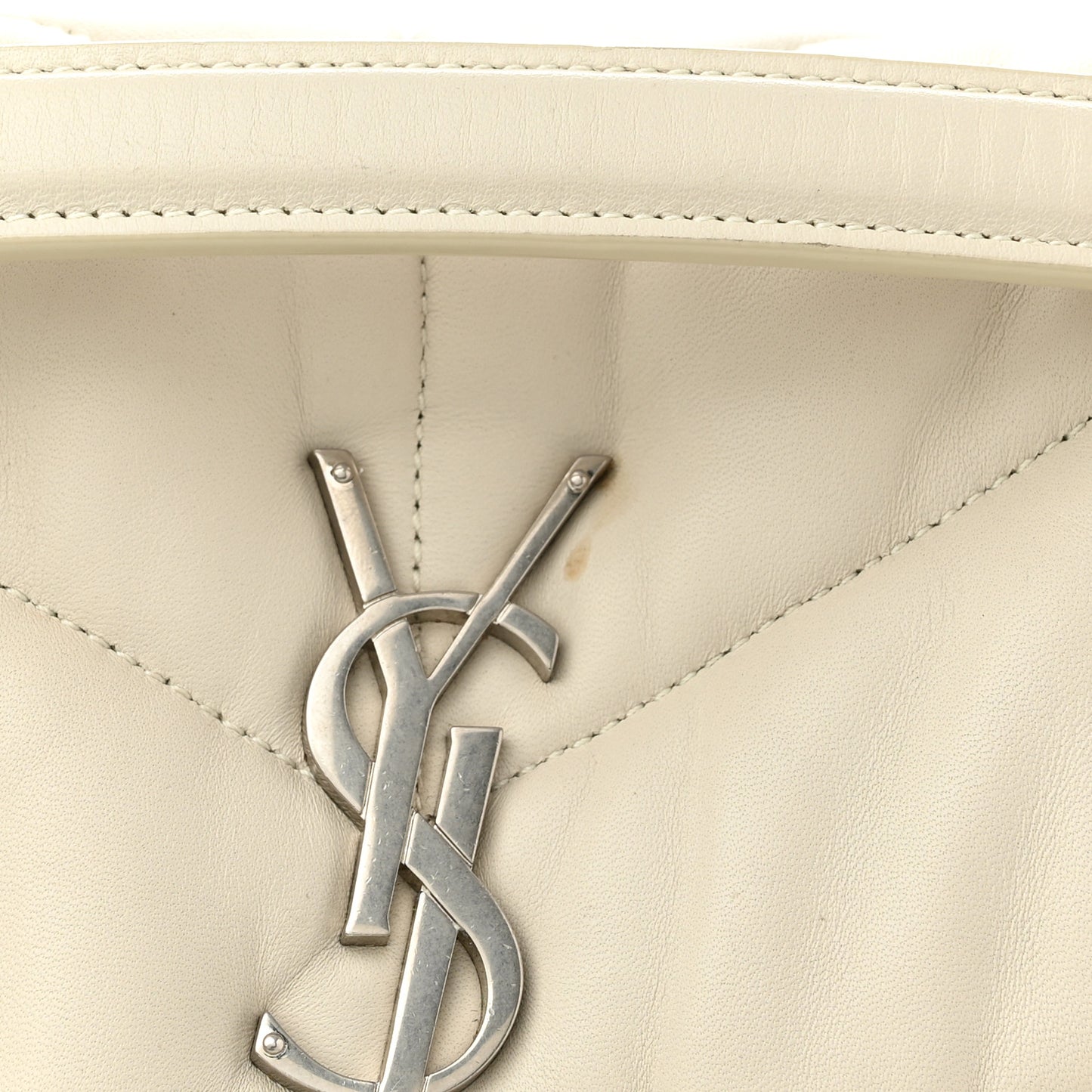 Lambskin Quilted Small Loulou Puffer Monogram Chain Satchel Blanc Vintage