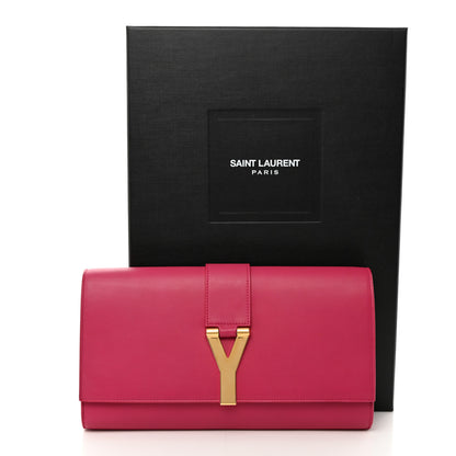Saint Laurent Calfskin Classic Y Ligne Clutch Fuchsia 9 of 9