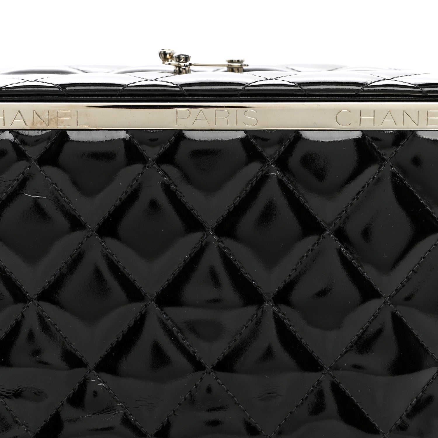 Chanel Patent Quilted Vanity Clutch Black 9 of 11