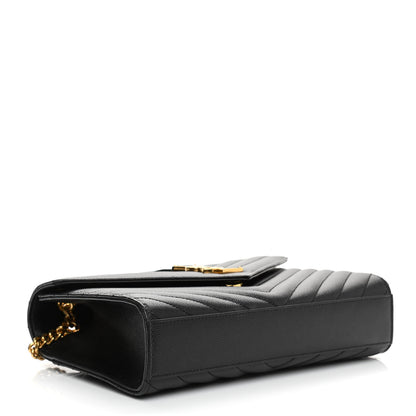 Saint Laurent Grain De Poudre Matelasse Chevron Medium Monogram Satchel Black 4 of 10