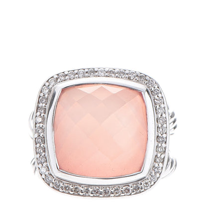 David Yurman Sterling Silver Diamond Rose Quartz 14mm Albion Ring 52 6 1 of 6