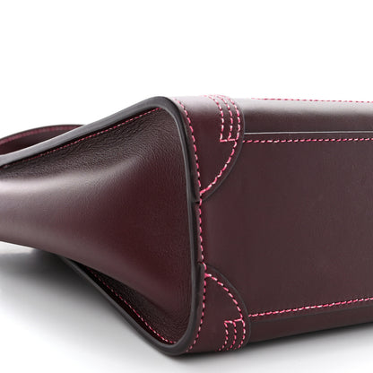Celine Satin Calfskin Nano Double Stitching Luggage Burgundy Pink 9 of 11