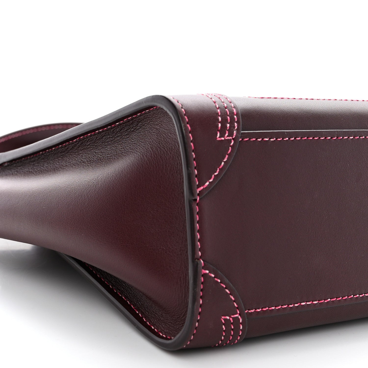 Celine Satin Calfskin Nano Double Stitching Luggage Burgundy Pink 9 of 11