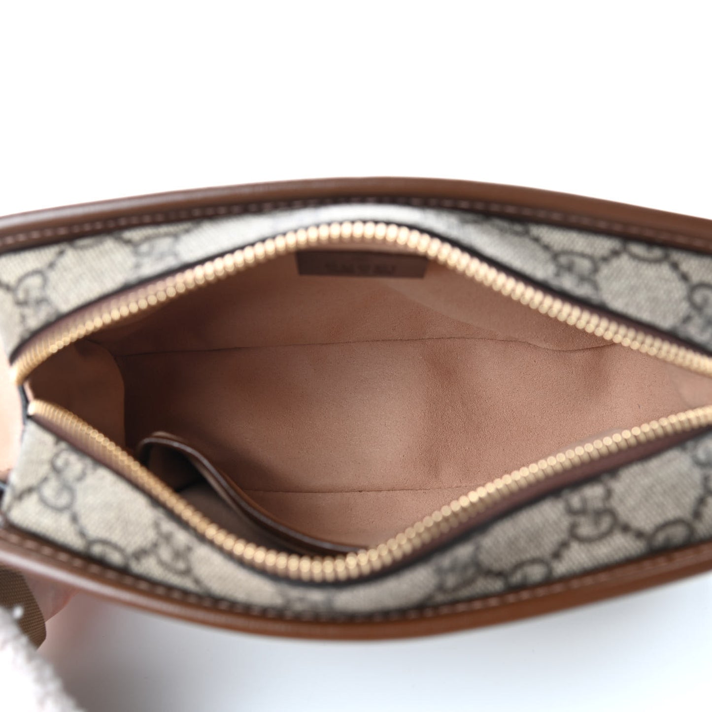 GG Supreme Monogram Textured Calfskin Retro Interlocking G Travel Pouch Beige Ebony Brown Sugar