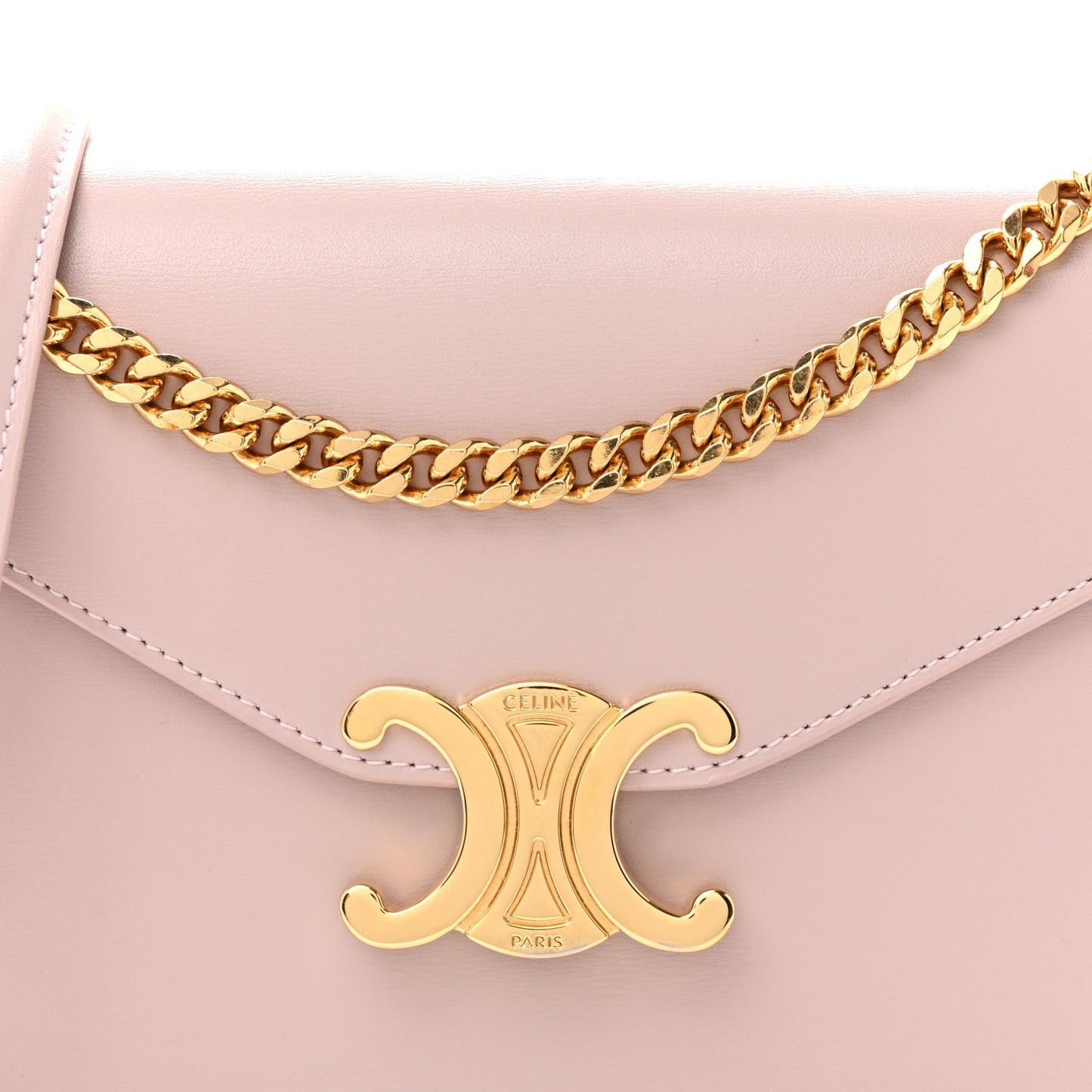 Shiny Calfskin Triomphe Margo Wallet on Chain Vintage Pink