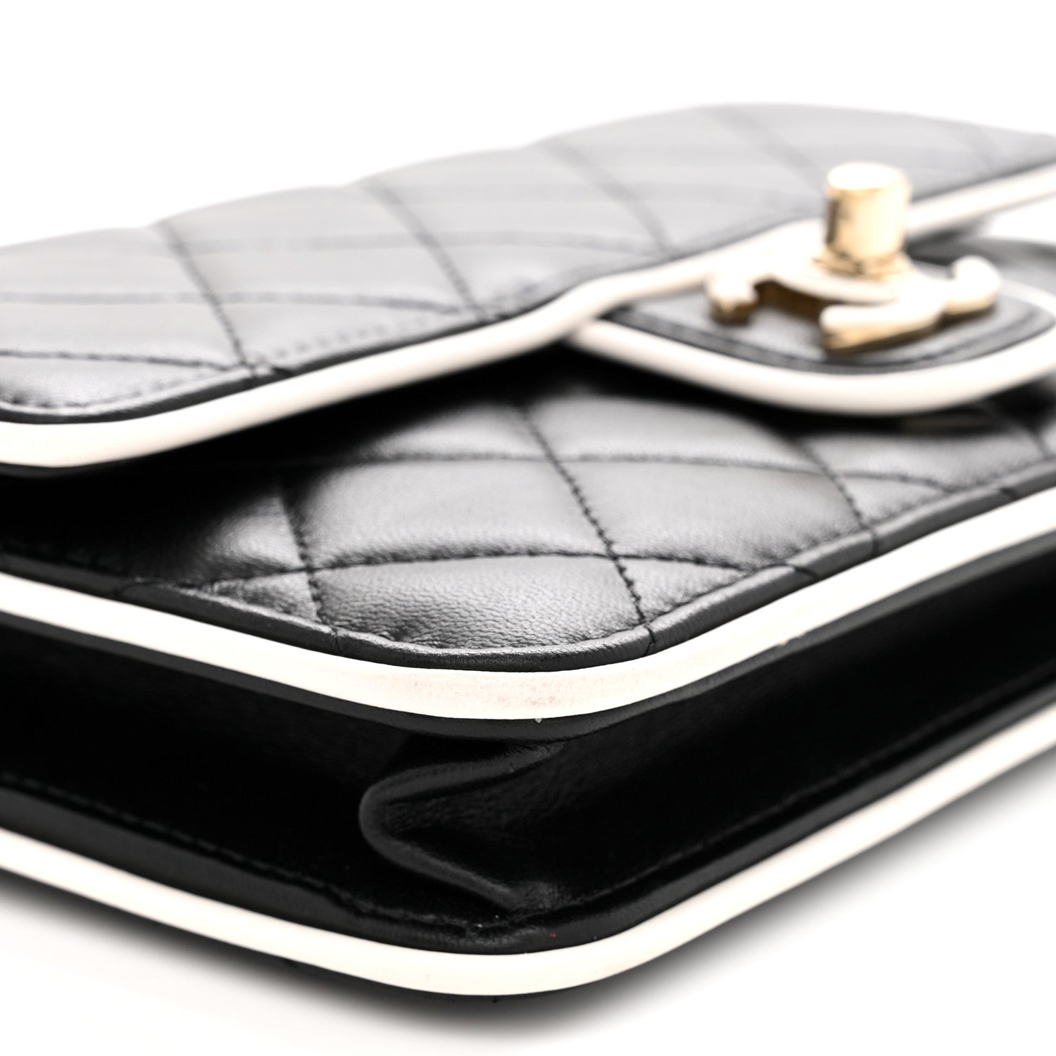 Chanel Lambskin Quilted Resin CC Mini Flap Bag Black White 9 of 12
