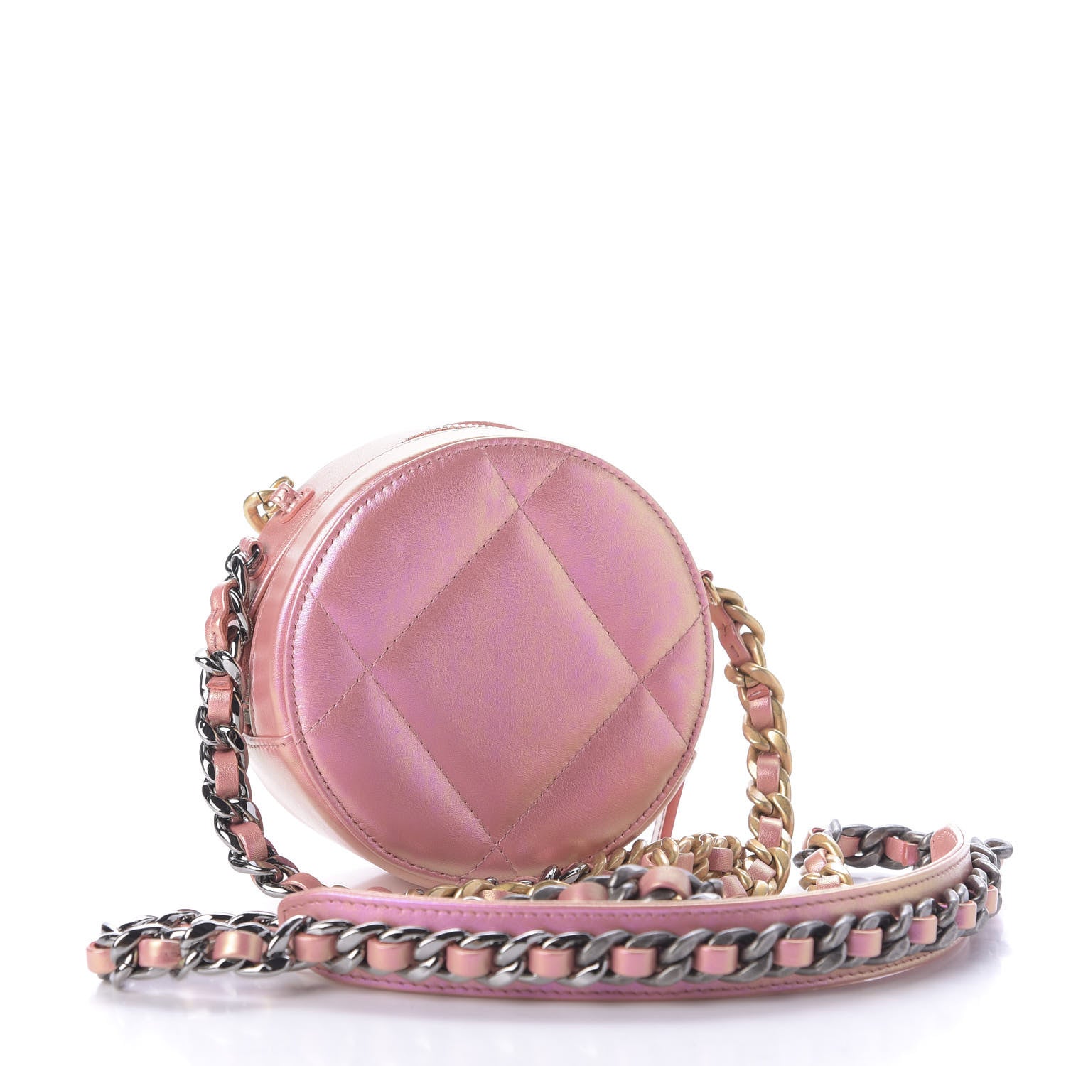 Chanel Iridescent Calfskin Quilted 19 Round Clutch With Chain Pink 3 of 10