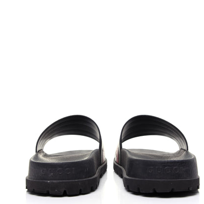 Gucci Rubber Web Mens Lug Sole Slide Sandals 9 Black Green Red 5 of 12