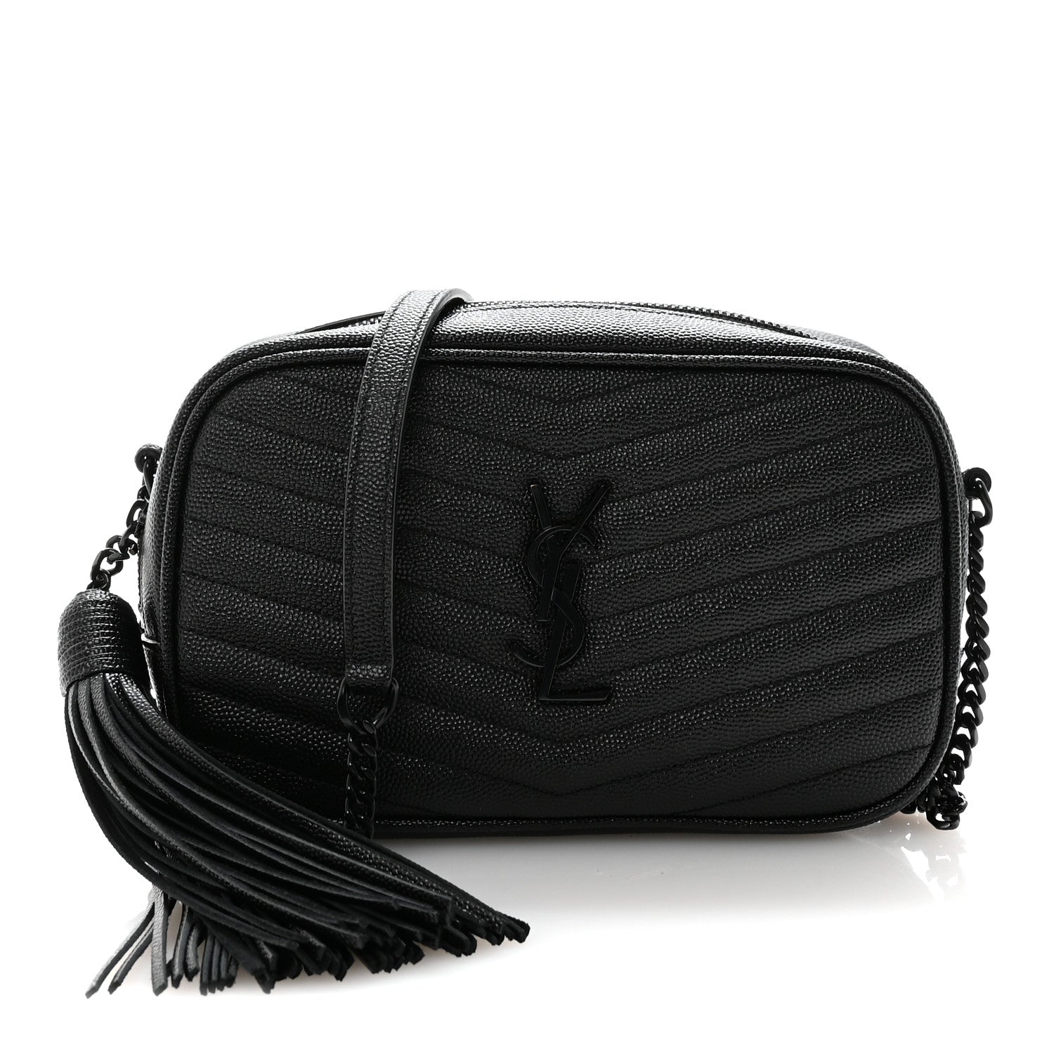 Saint Laurent Grain De Poudre Matelasse Monochrome Monogram Mini Lou Camera Bag Black 1 of 9