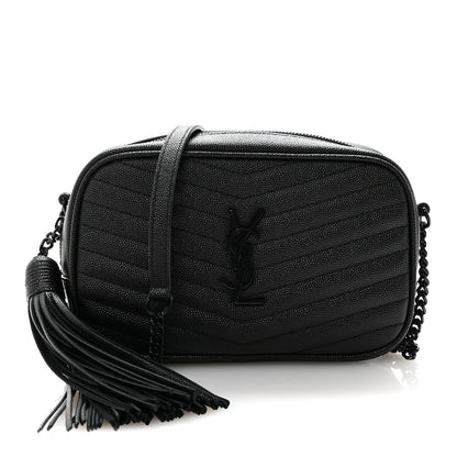 Saint Laurent Grain De Poudre Matelasse Monochrome Monogram Mini Lou Camera Bag Black 1 of 9