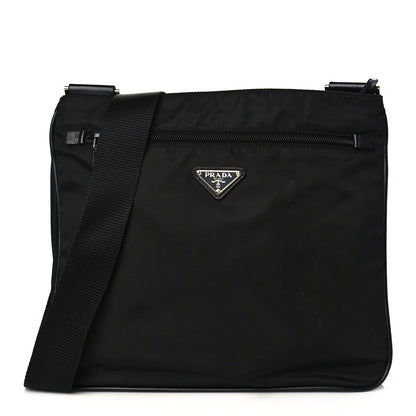 Prada Tessuto Nylon Saffiano Flat Messenger Bag Black 1 of 9