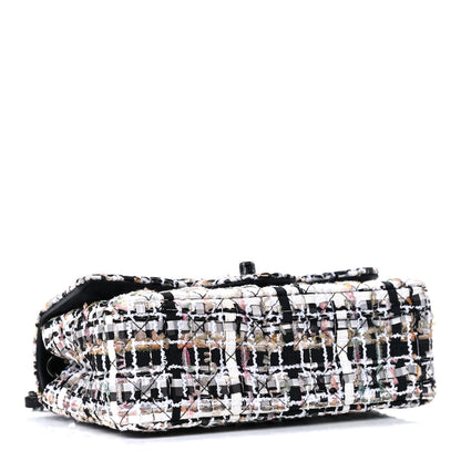 Chanel Tweed Quilted Mini Rectangular Flap White Black Multicolor 4 of 10