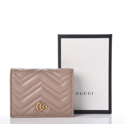 Gucci Calfskin Matelasse GG Marmont Card Case Wallet Porcelain Rose 8 of 8
