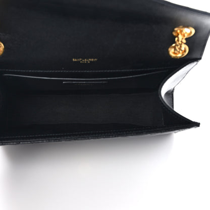Saint Laurent Grain De Poudre Textured Mixed Matelasse Triquilt Medium Monogram Satchel Black 4 of 8