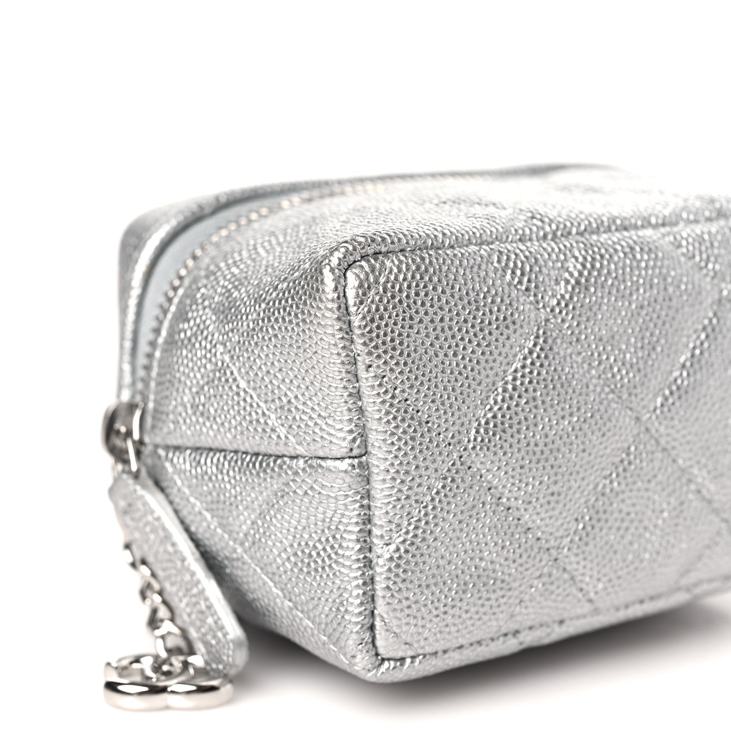 Chanel Metallic Caviar Quilted Mini Top Handle Vanity With Chain Silver 8 of 10
