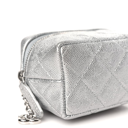 Chanel Metallic Caviar Quilted Mini Top Handle Vanity With Chain Silver 8 of 10