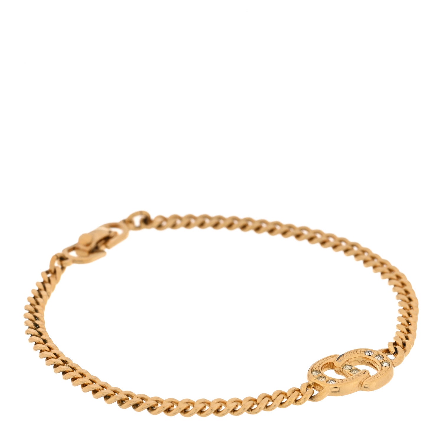 Christian Dior Crystal CD Chain Bracelet Gold 1 of 4
