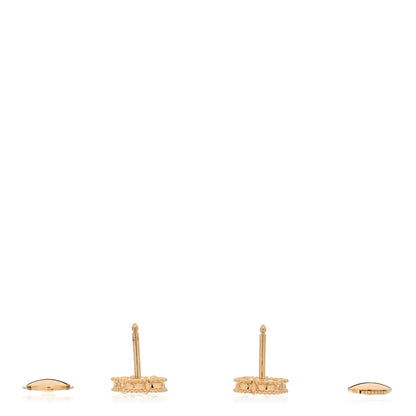 Van Cleef & Arpels 18K Yellow Gold Turquoise Sweet Alhambra Earrings 3 of 5
