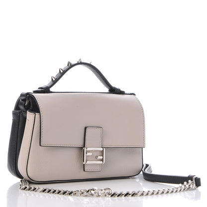 Fendi Calfskin Elaphe Crocodile Monster Studded Micro Double Baguette Black Grigio Polvere 3 of 9