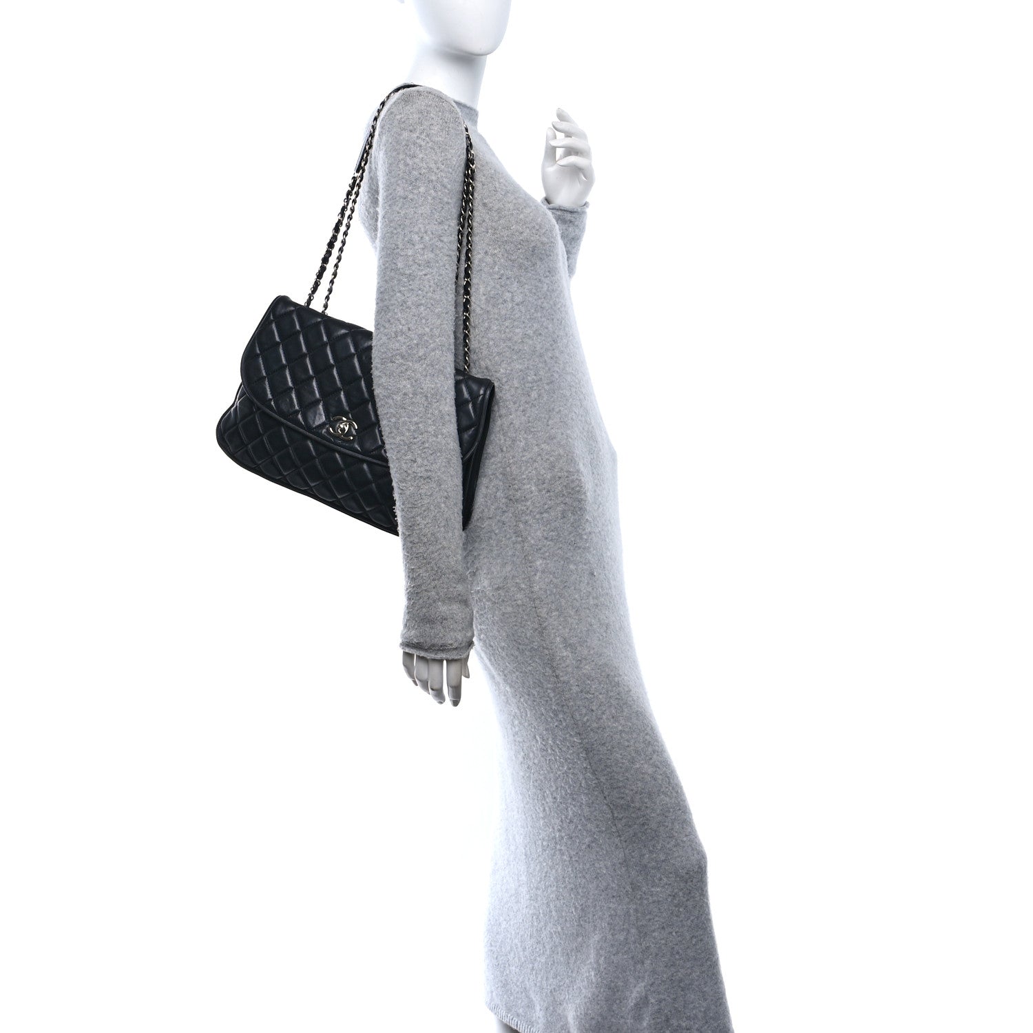 Chanel Lambskin Quilted Large Pagode Piping Flap Black 2 of 12