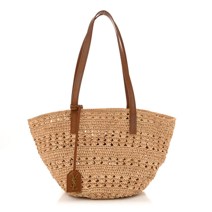 Saint Laurent Raffia Calfskin Small Panier Tote Naturel 1 of 12