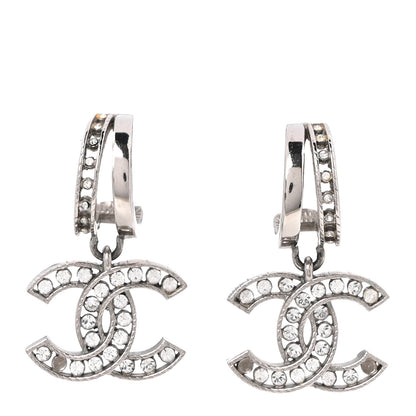 Chanel Crystal CC Drop Earrings Silver 1 of 5