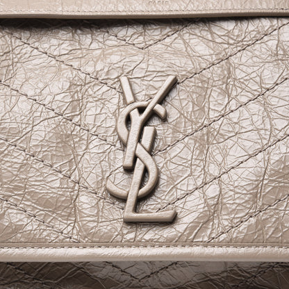Saint Laurent Crinkled Calfskin Matelasse Monogram Medium Niki Chain Satchel Taupe 9 of 9