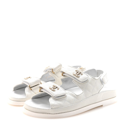 Chanel Grained Calfskin Velcro Dad Sandals 36.5 White 4 of 10