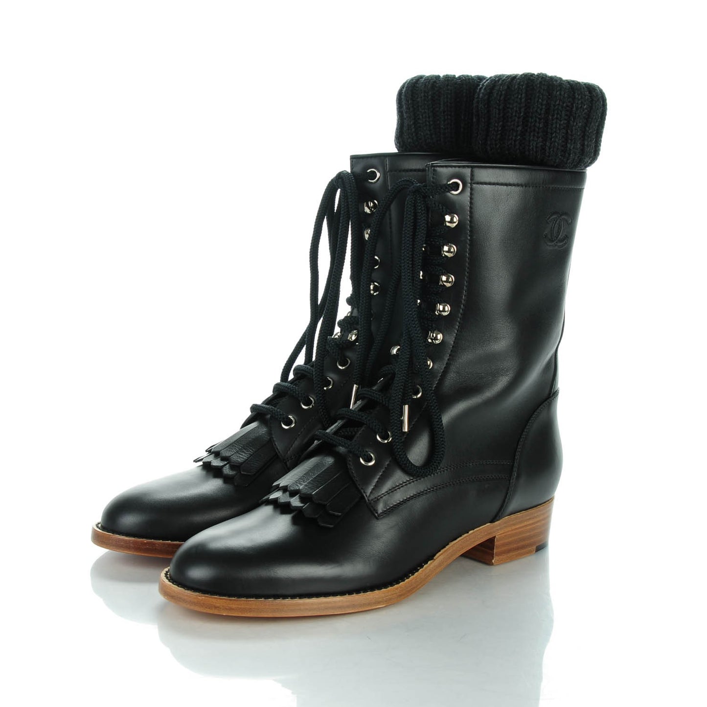 Calfskin Sock High CC Combat Boots 42 Black