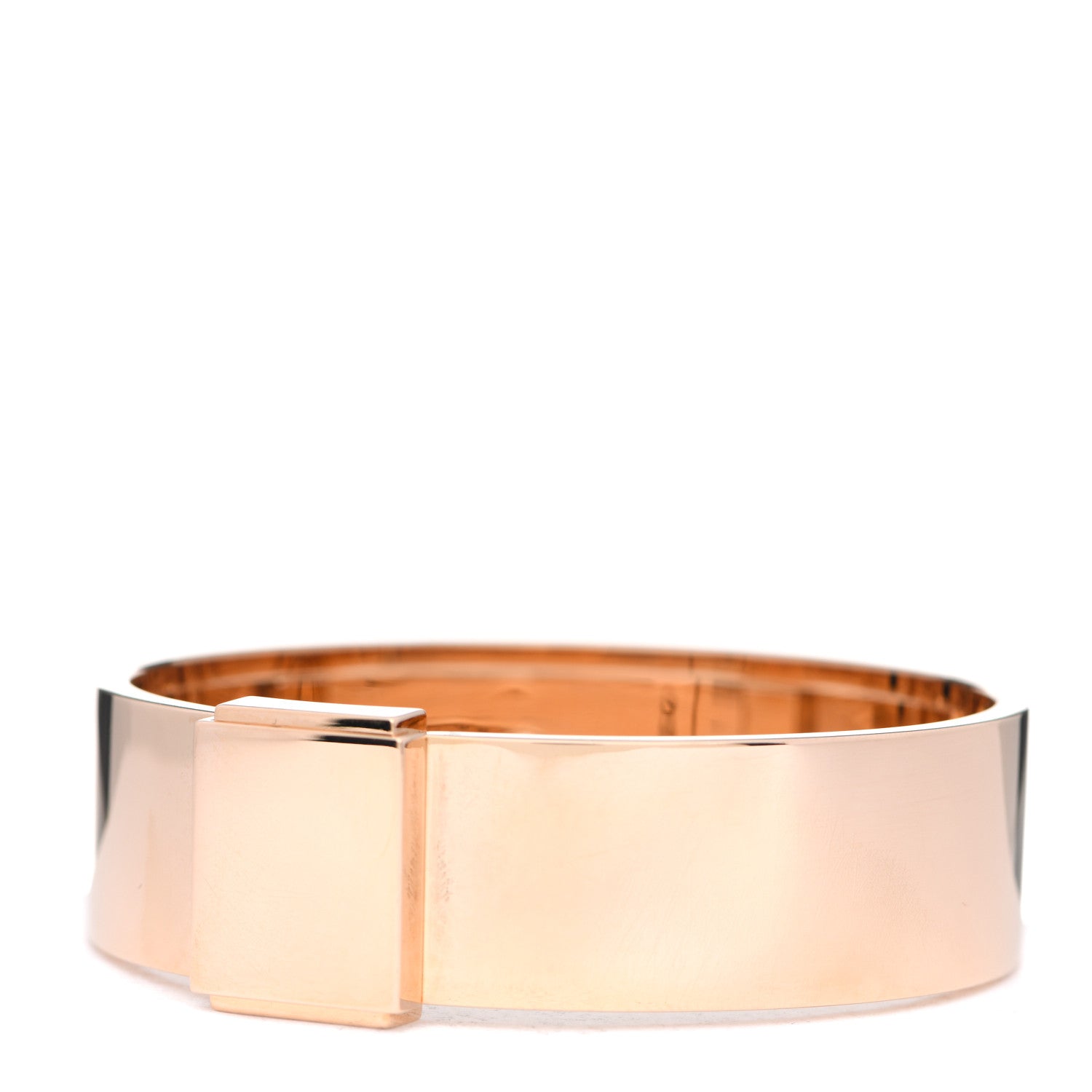Hermes 18K Rose Gold Diamond MM Collier De Chien Semi Pave Bracelet SH 3 of 5