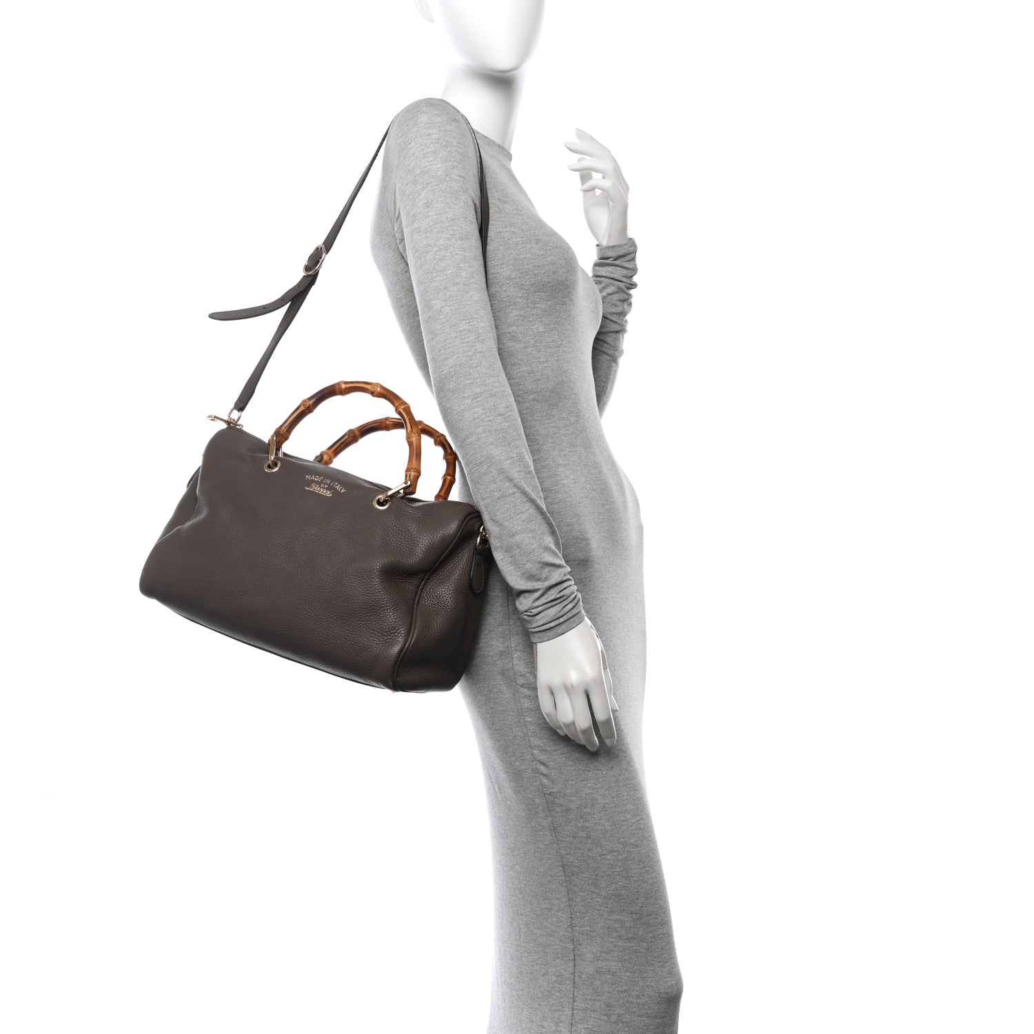 Gucci Calfskin Medium Bamboo Shopper Boston Taupe 2 of 12