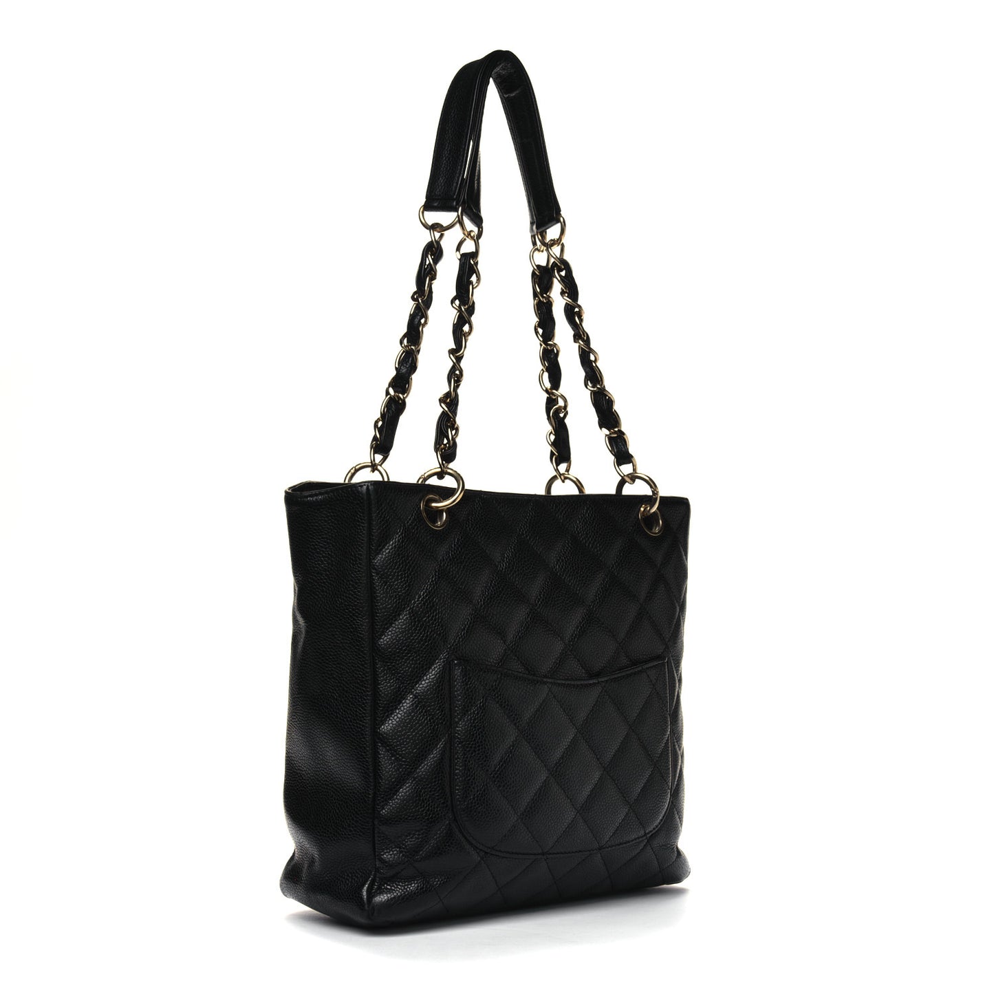 Caviar Quilted Petit Shopping Tote PST Black