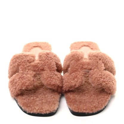 Hermes Woolskin Oran Sandals 37 Rose Aube 2 of 9