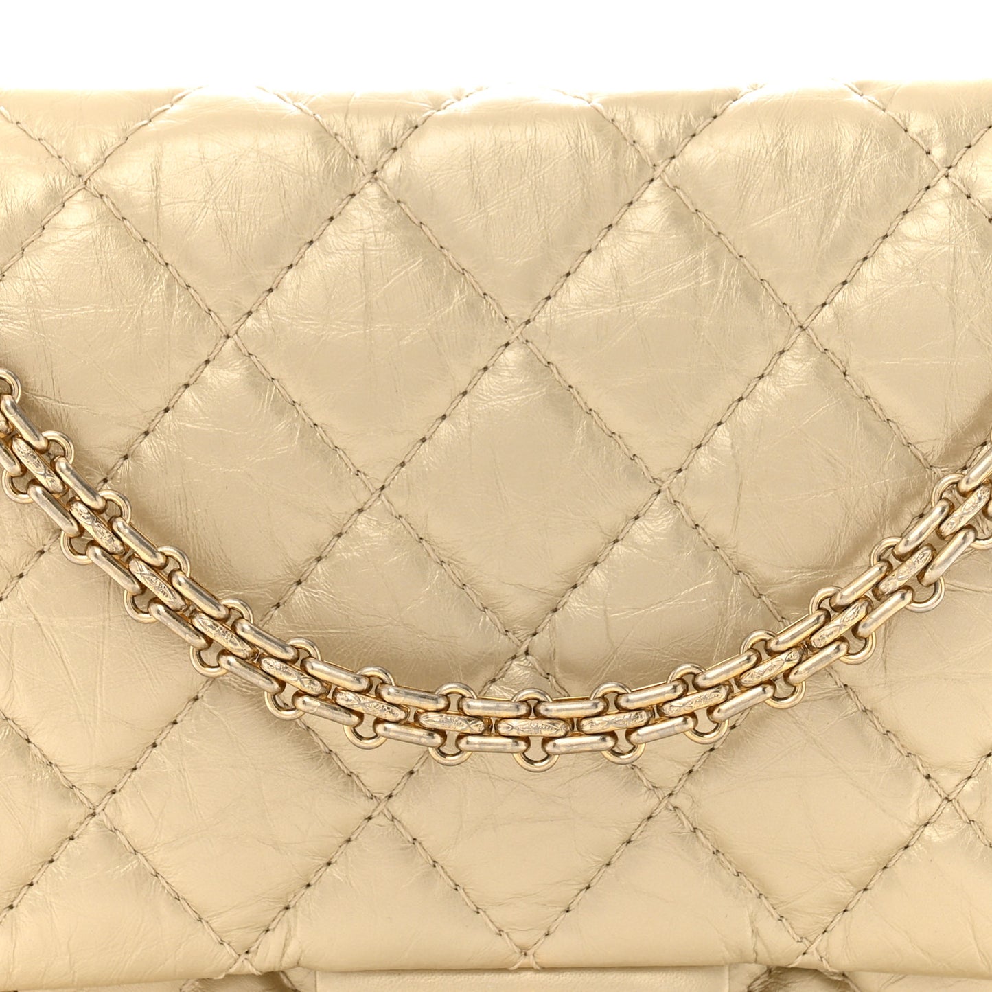 Metallic Aged Calfskin Quilted 2.55 Reissue 226 Flap Pale Gold