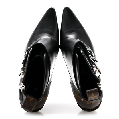 Louis Vuitton Calfskin Monogram Janet Ankle Boots 38 Black 2 of 11