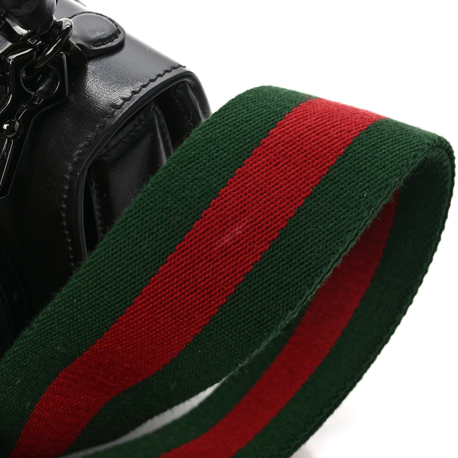 Gucci Boarded Dyana Lux Calfskin Web Monochrome Mini Bamboo 1947 Top Handle Bag Black 10 of 10