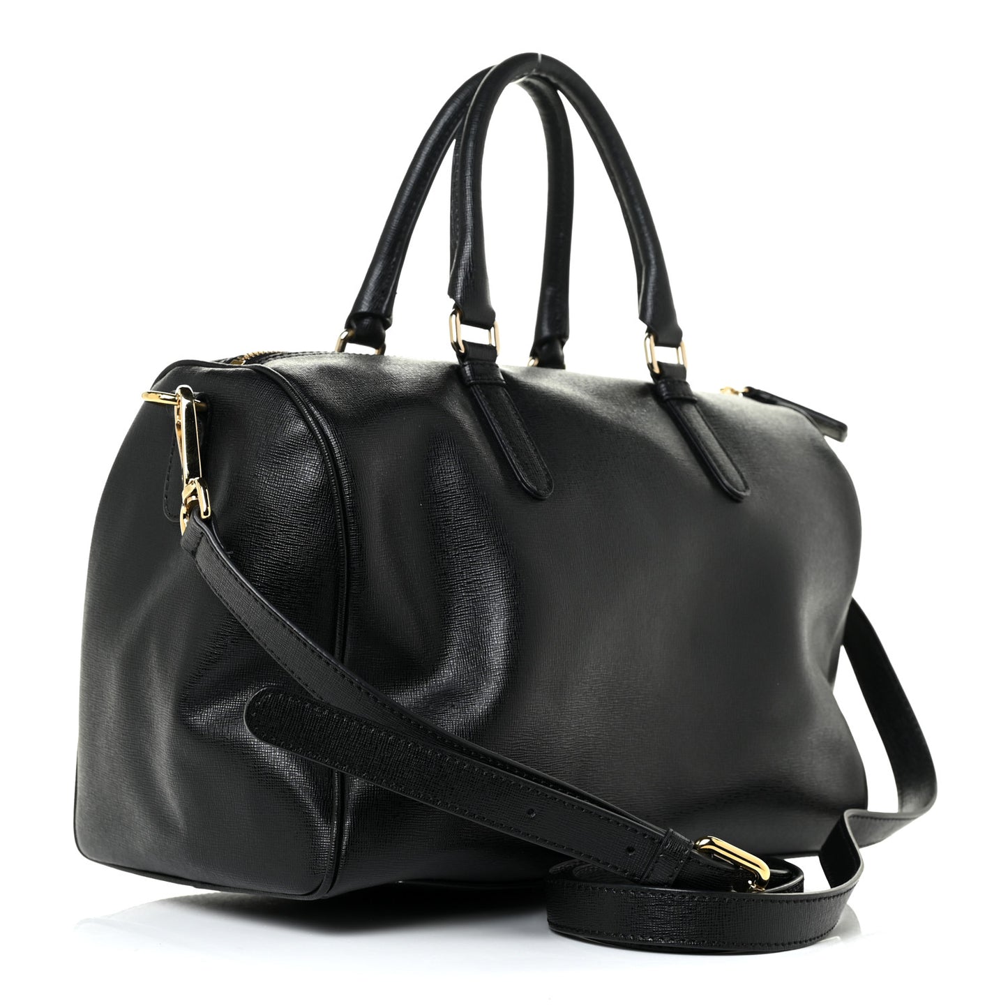 Saffiano Calfskin Palazzo Duffle Bag Black