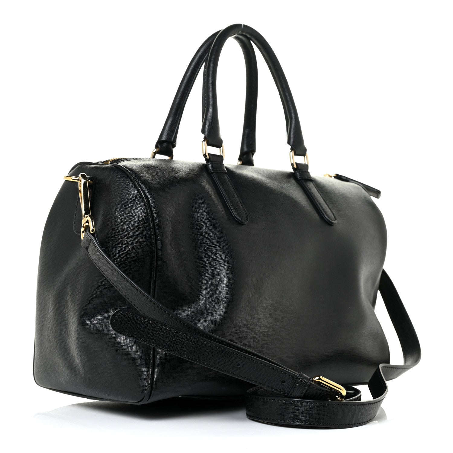 Versace Saffiano Calfskin Palazzo Duffle Bag Black 3 of 15