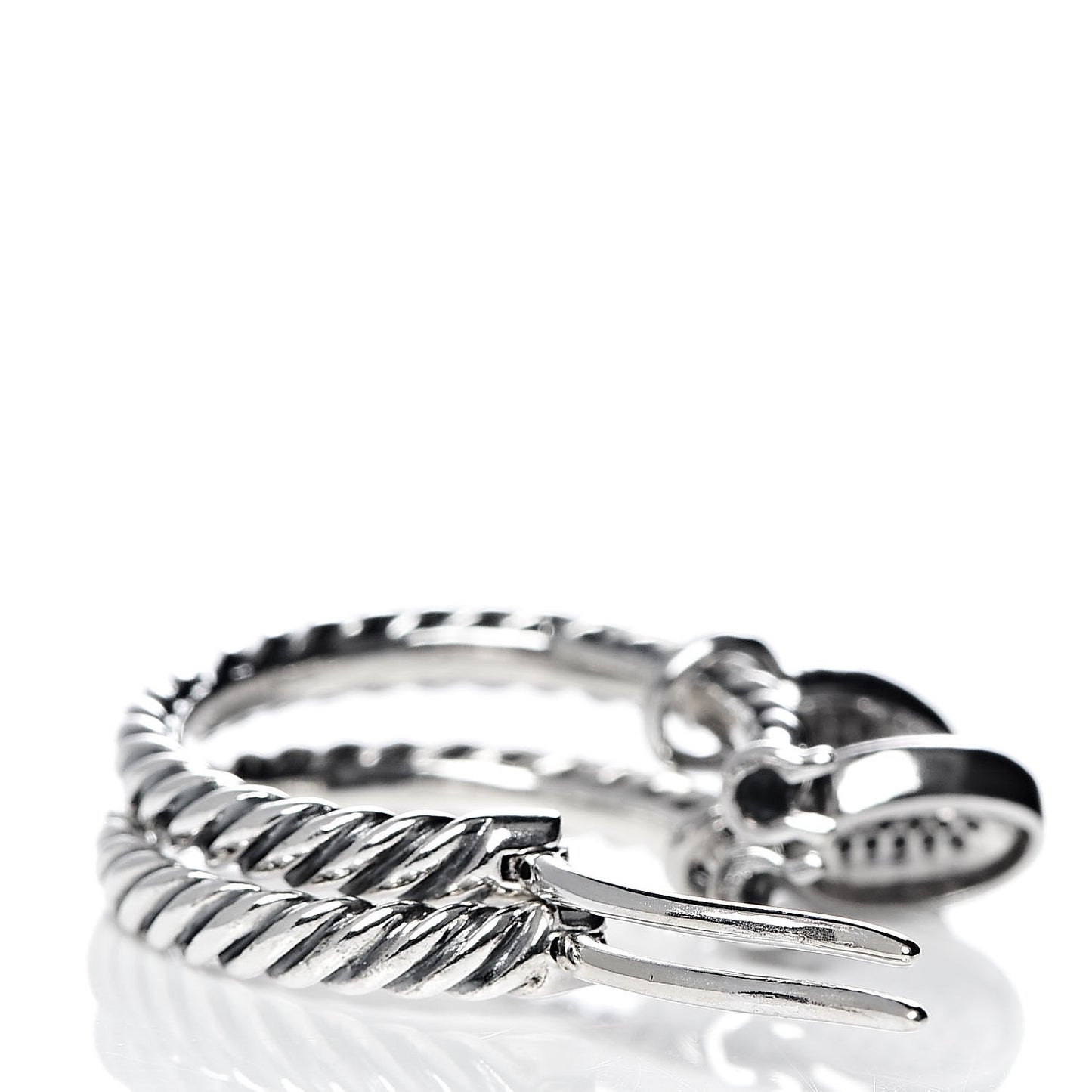 Sterling Silver Diamond Pave Hoop Drop Earrings