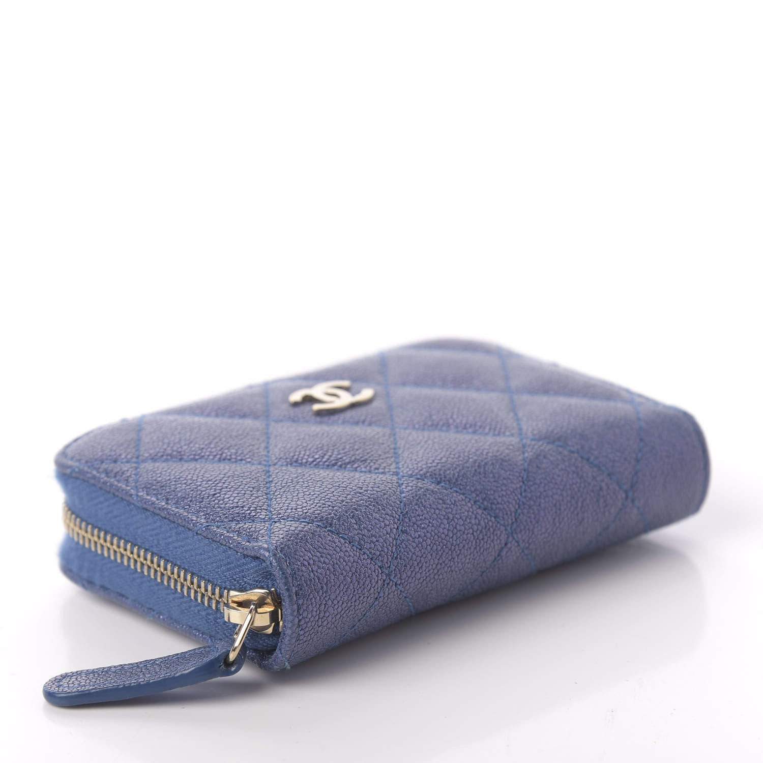 Chanel Iridescent Caviar Quilted Zip Coin Purse Dark Blue 4 of 9