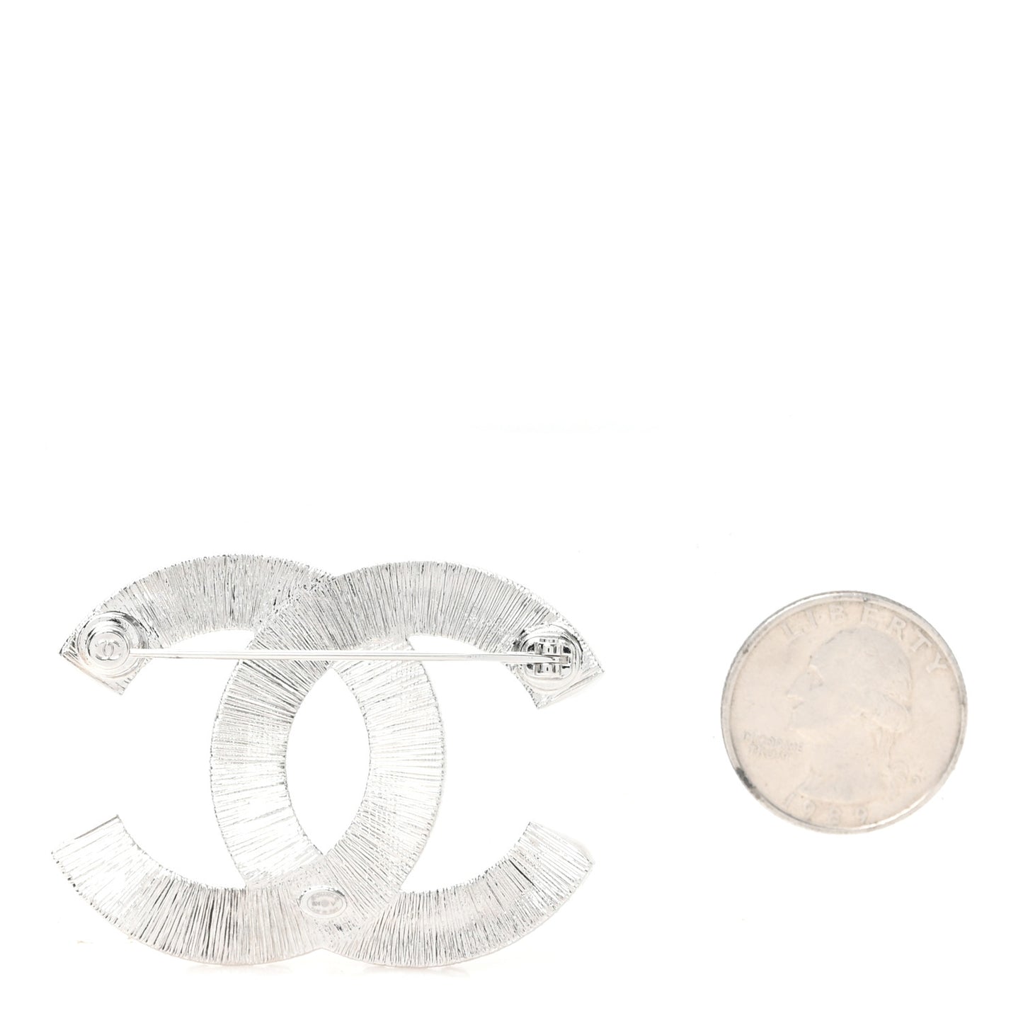 Baguette Crystal CC Brooch Silver