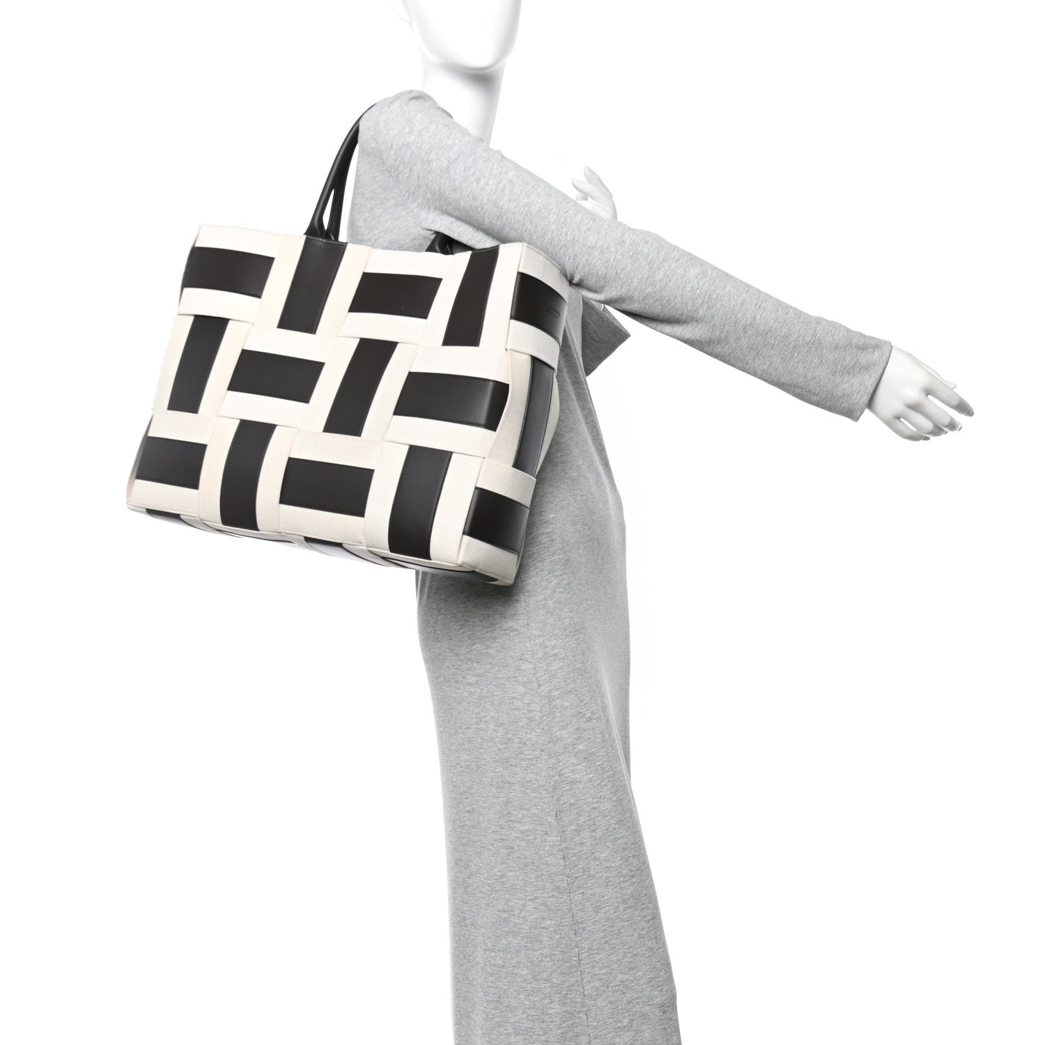 Bottega Veneta Canvas Nappa Maxi Intrecciato Large Arco Tote Natural Fondant 2 of 11