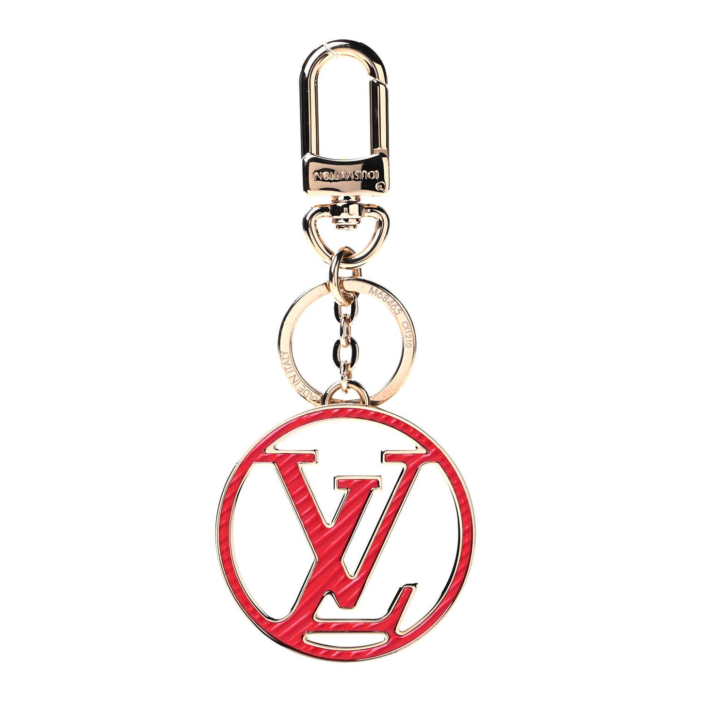 Epi LV Circle Bag Charm Key Holder Red Pink