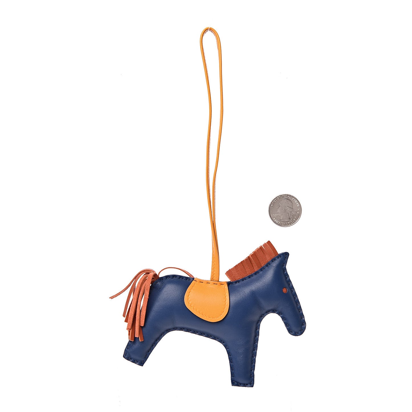 Milo Lambskin Grigri Rodeo Horse Bag Charm MM Bleu de Malte Cornaline Jaune D'Or