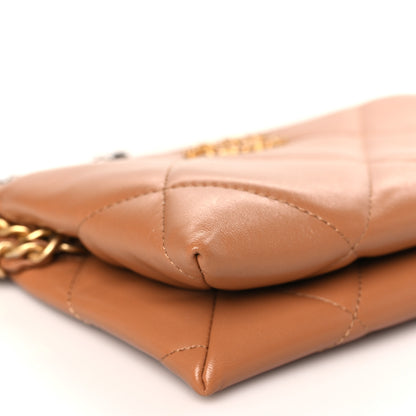 Chanel Shiny Goatskin Quilted Small Chanel 19 Pouch With Handle Brown 8 of 9
