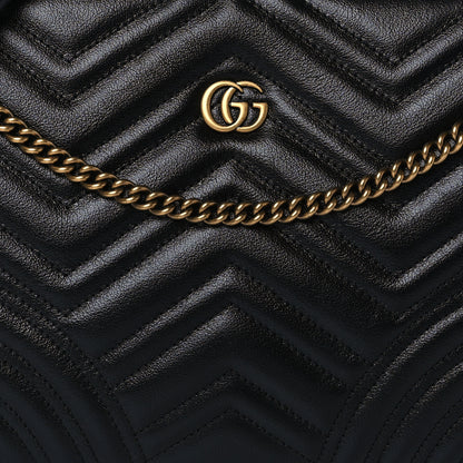Gucci Azalea Calfskin Matelasse Heart Medium GG Marmont Slim Shoulder Bag Black 9 of 11